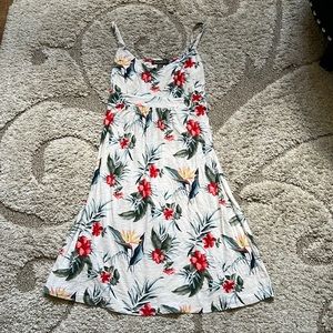 Tommy Bahama Small Tropical Sun Dress Open Back S Midi Off White Red Green Blue